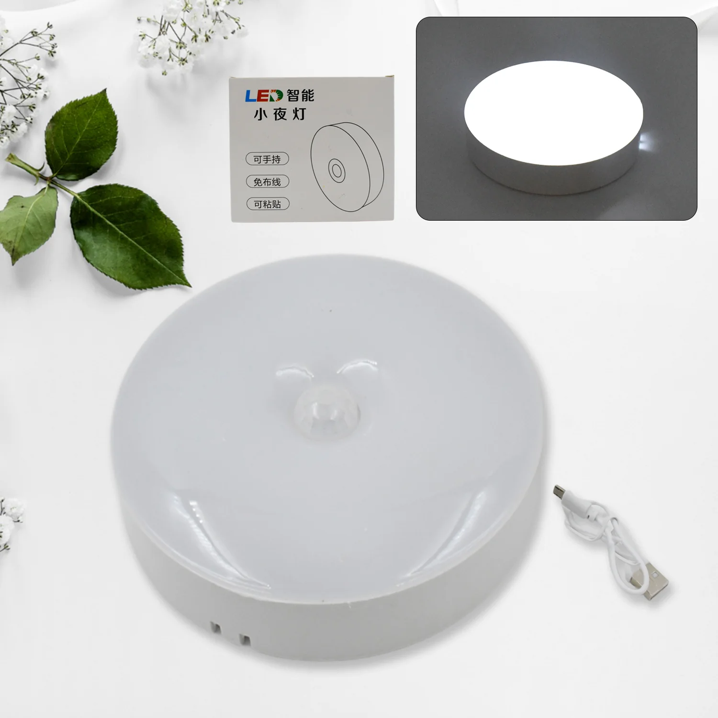 Round Shape 8 LED Motion Sensor Induction LED Light