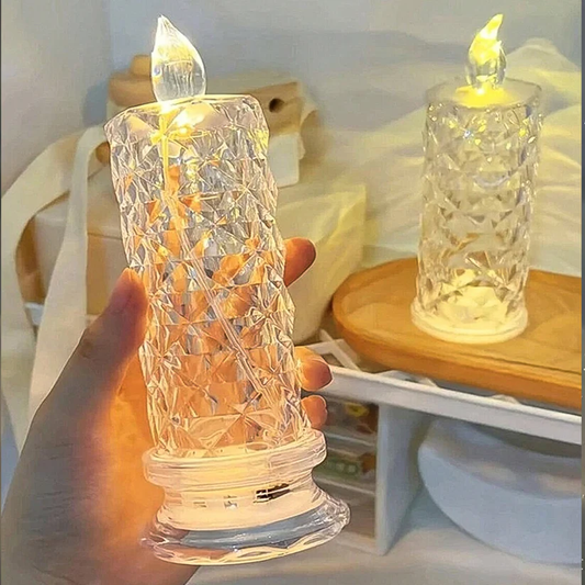 Battery-Operated Crystal LED Candle – Smokeless & Odorless Home Decor