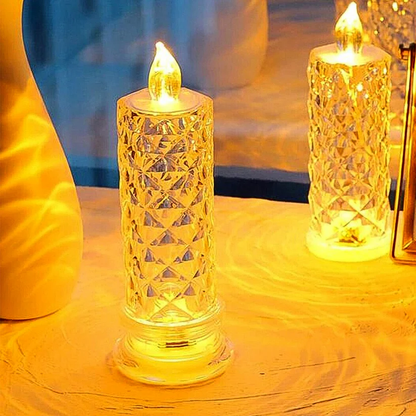 Battery-Operated Crystal LED Candle – Smokeless & Odorless Home Decor