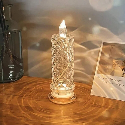 Battery-Operated Crystal LED Candle – Smokeless & Odorless Home Decor