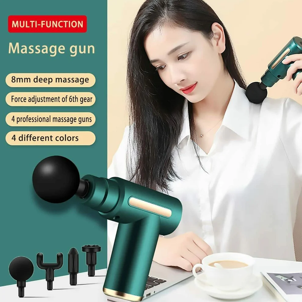 Cordless Full Body & Face Massage Gun with 6 Adjustable Speeds and 4 Specialized Heads