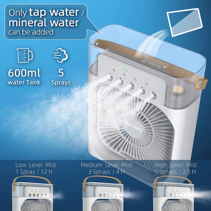 Portable Air Conditioner Fan with 7 Color-Changing LED Lights