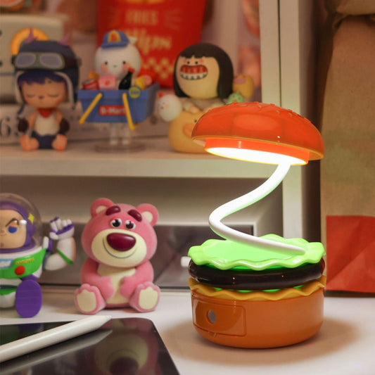 Burger Delight: Folding Rechargeable LED Night Lamp for Kids