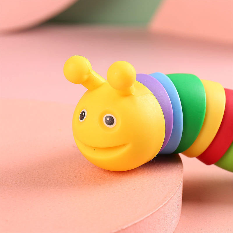 3D Rainbow Color Slug Fidget Toy – Sensory Stress Relief for Kids and Adults