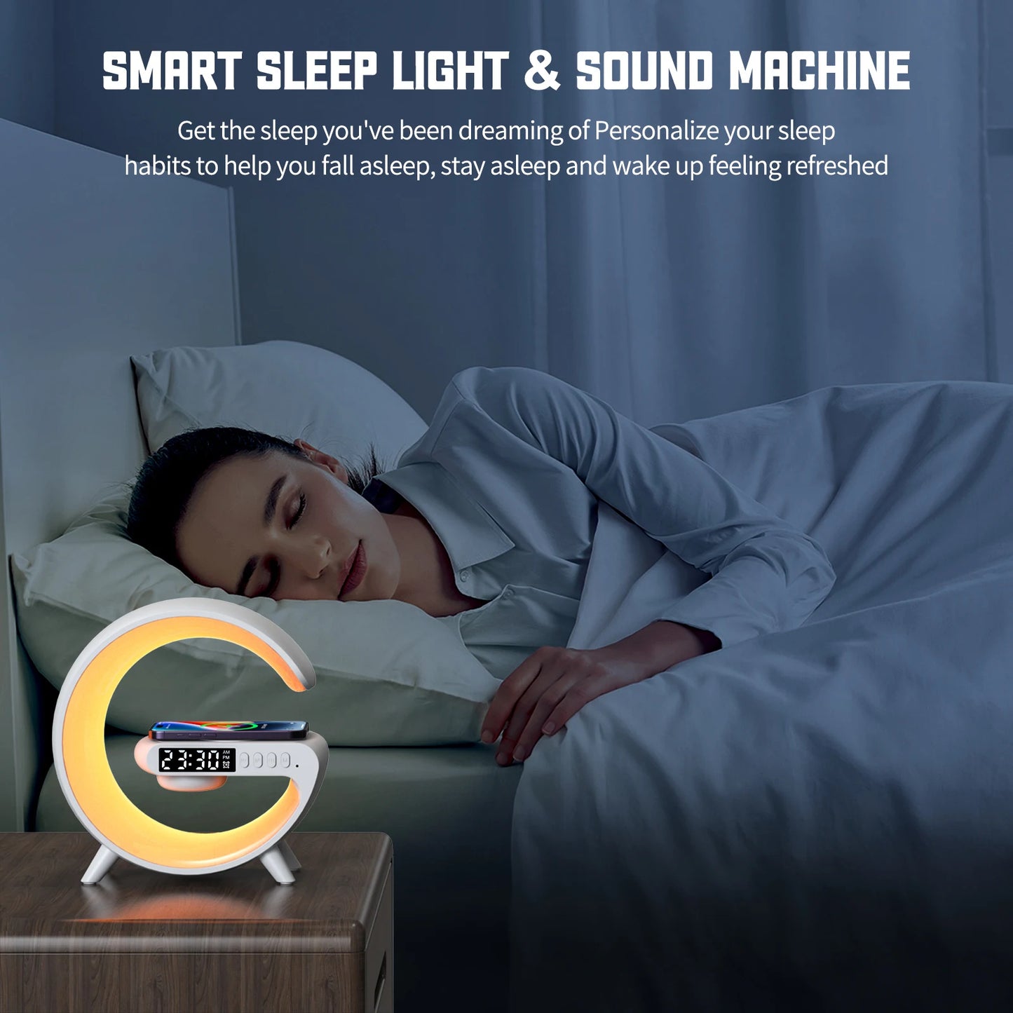 3-in-1 Multi-Function LED Night Lamp with Bluetooth Speaker & Wireless Charging