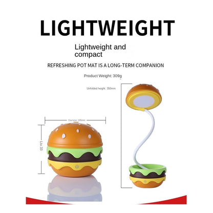 Burger Delight: Folding Rechargeable LED Night Lamp for Kids