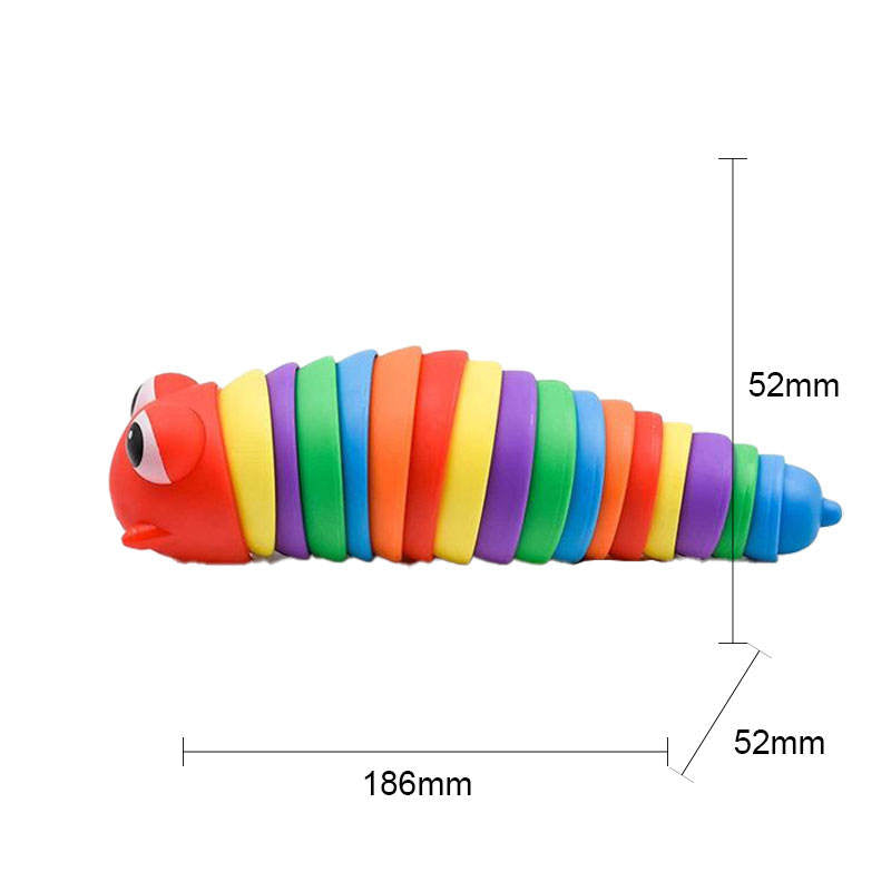 3D Rainbow Color Slug Fidget Toy – Sensory Stress Relief for Kids and Adults