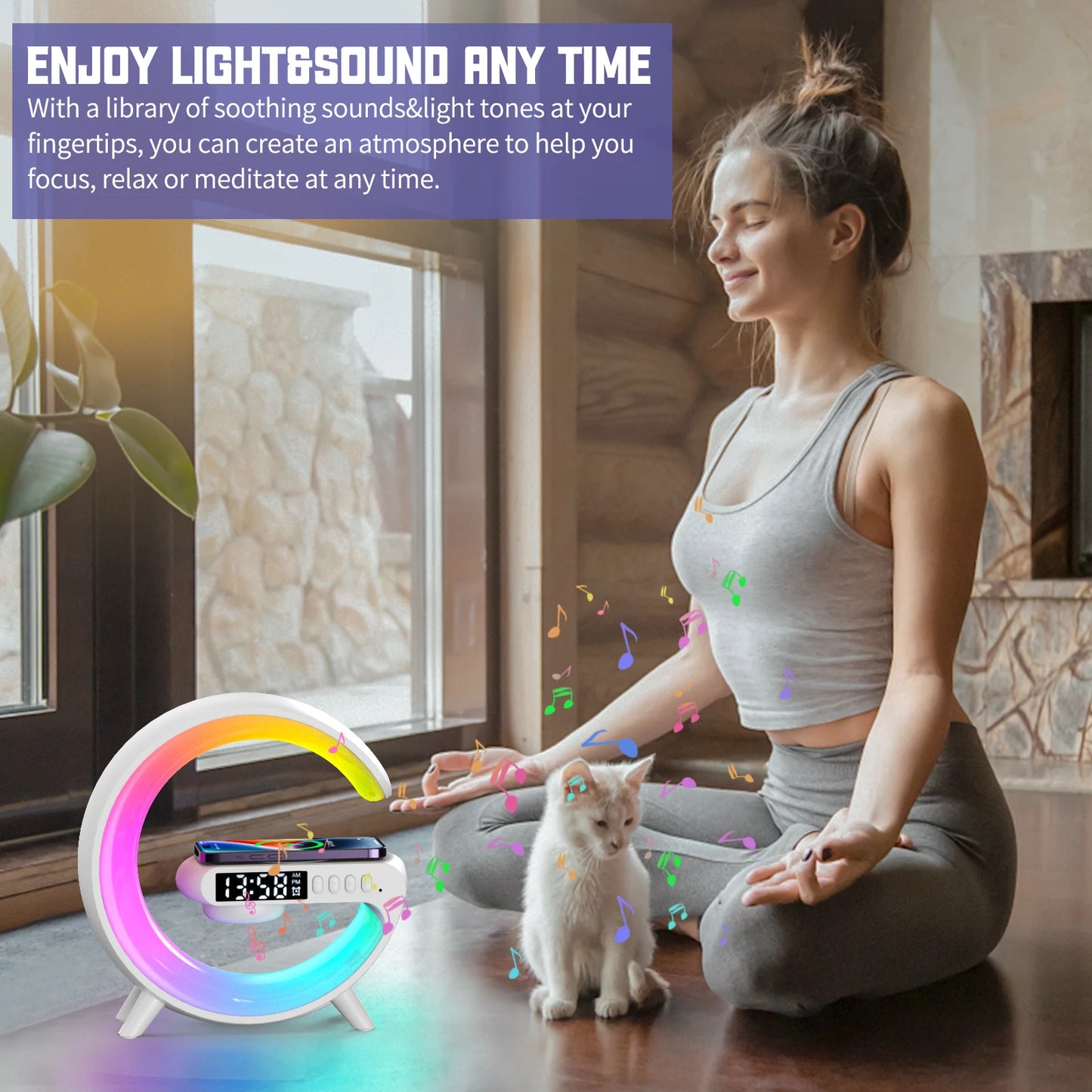 3-in-1 Multi-Function LED Night Lamp with Bluetooth Speaker & Wireless Charging