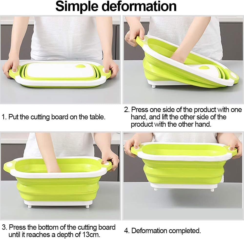 3-in-1 Foldable Cutting Board, Dish Rack, and Washing Bowl