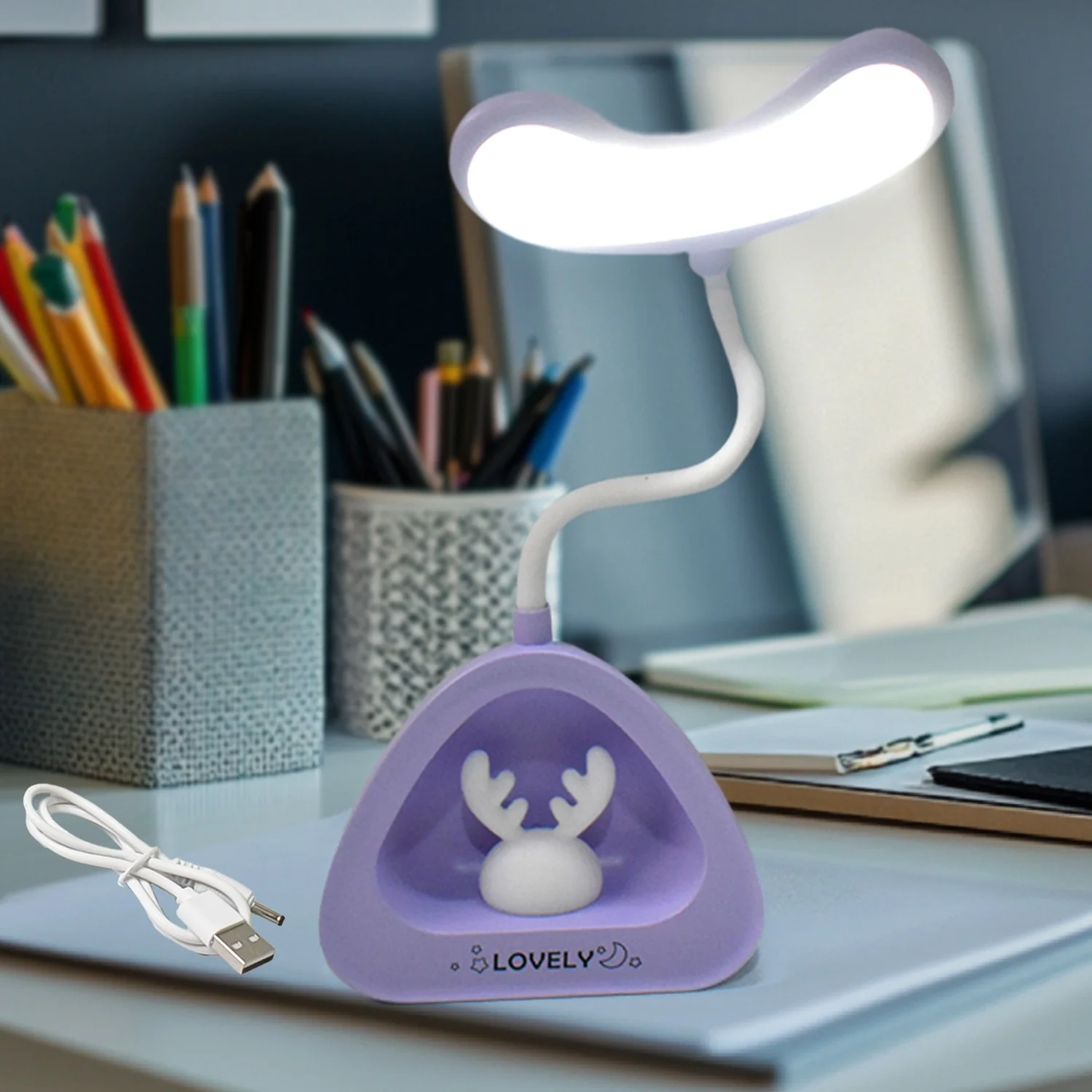 Little Rabbit Night Light – USB Rechargeable Foldable Bedside Lamp for Kids