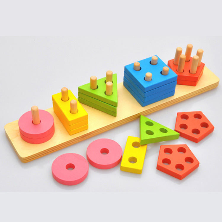 Geometric Brick 5-Angle Matching Column Blocks - Educational Toy for Preschoolers