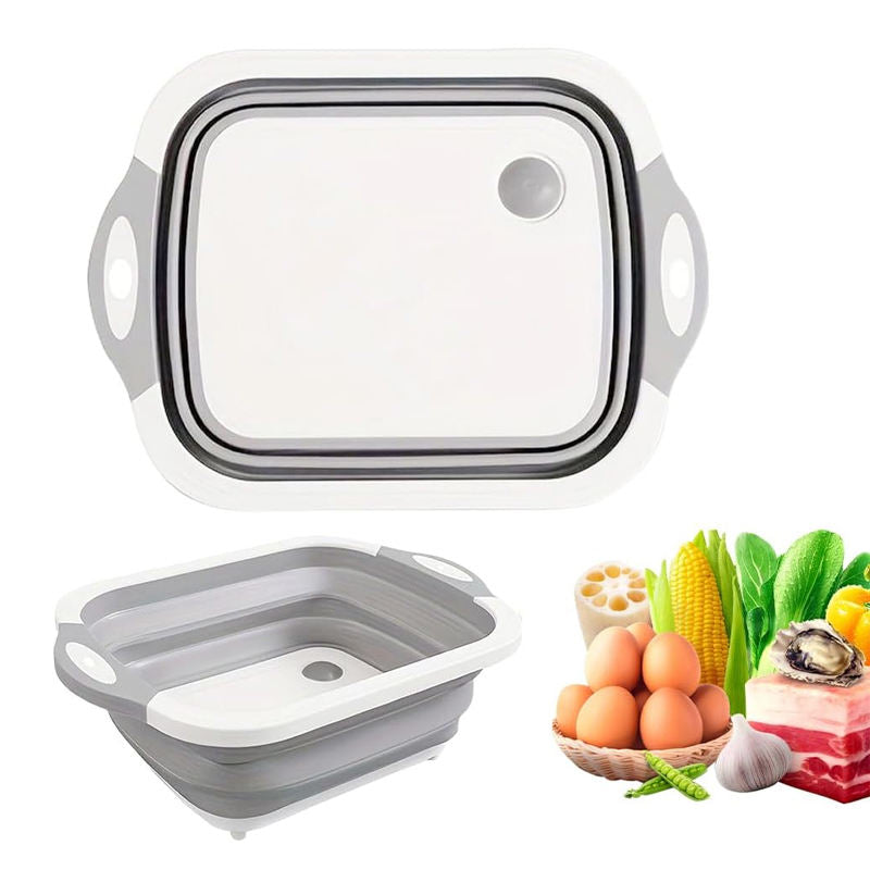 3-in-1 Foldable Cutting Board, Dish Rack, and Washing Bowl