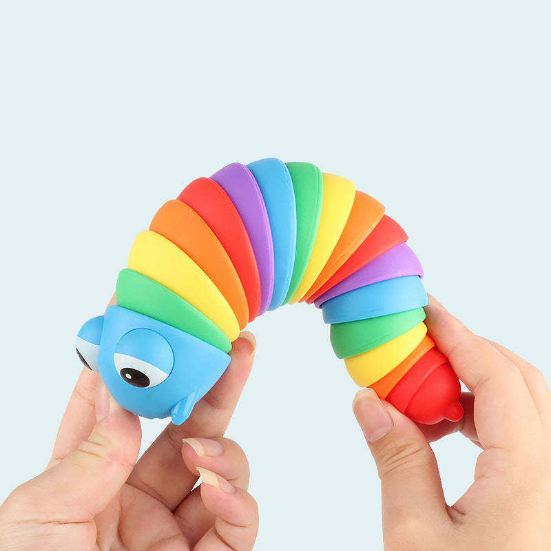 3D Rainbow Color Slug Fidget Toy – Sensory Stress Relief for Kids and Adults