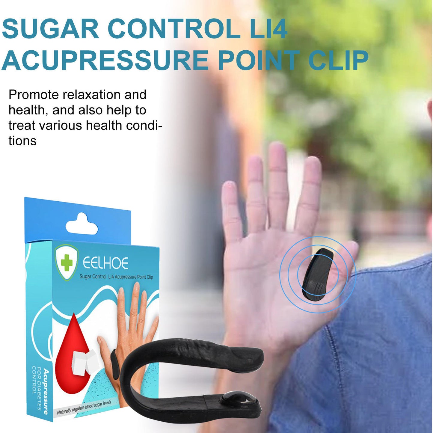 Sugar Control LI4 Acupressure Point Clip | Hand Pressure Massage Clip