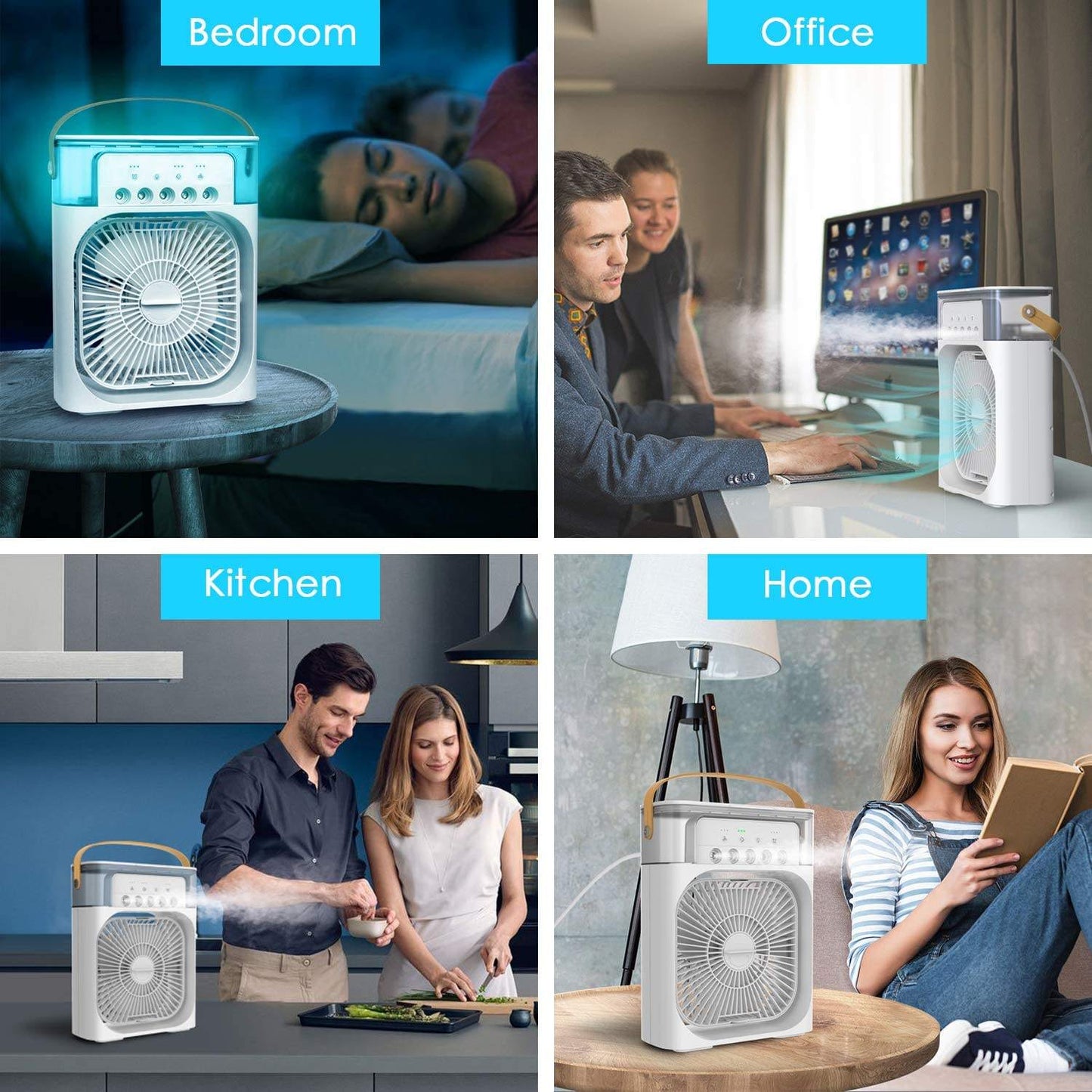 Portable Air Conditioner Fan with 7 Color-Changing LED Lights