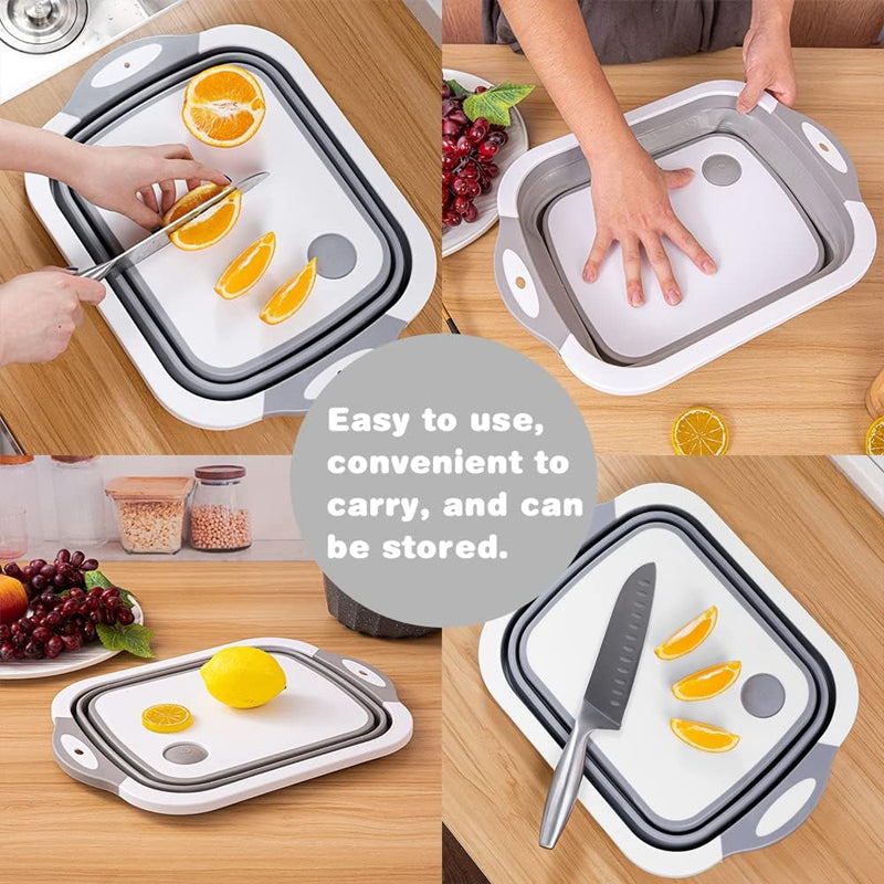 3-in-1 Foldable Cutting Board, Dish Rack, and Washing Bowl