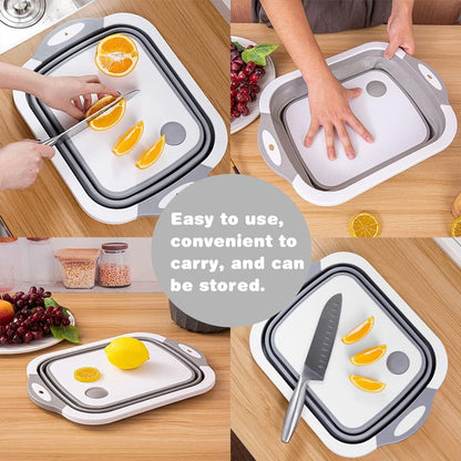 3-in-1 Foldable Cutting Board, Dish Rack, and Washing Bowl