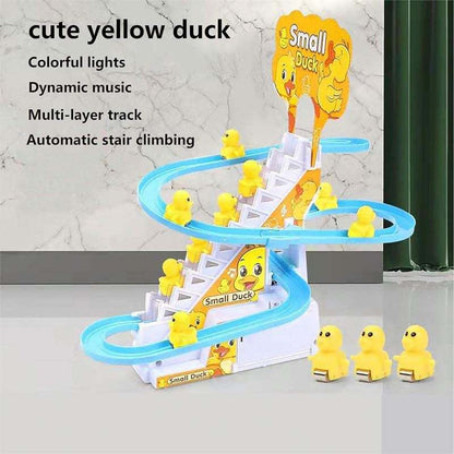 Duck Climb Stairs Toy Roller Coaster with Flashing Lights & Music (3 Ducks)