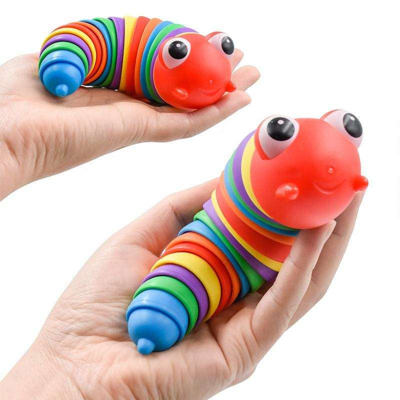 3D Rainbow Color Slug Fidget Toy – Sensory Stress Relief for Kids and Adults