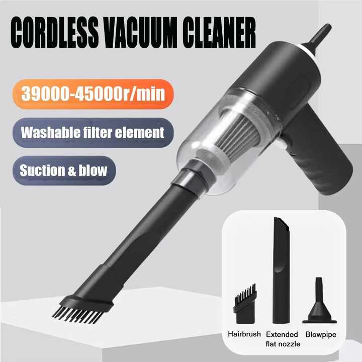 USB Rechargeable 3-in-1 Portable Handheld Car Vacuum Cleaner with Suction and Blower