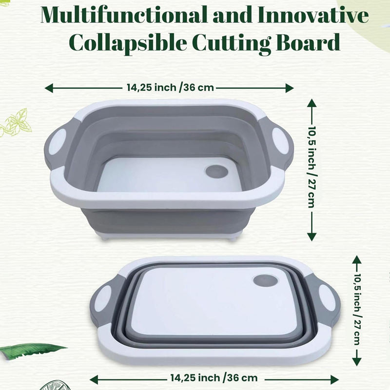 3-in-1 Foldable Cutting Board, Dish Rack, and Washing Bowl