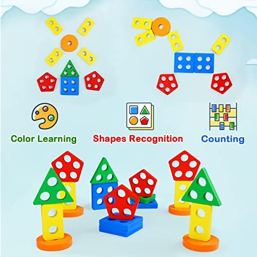 Geometric Brick 5-Angle Matching Column Blocks - Educational Toy for Preschoolers