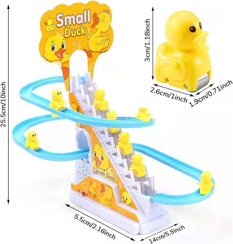 Duck Climb Stairs Toy Roller Coaster with Flashing Lights & Music (3 Ducks)