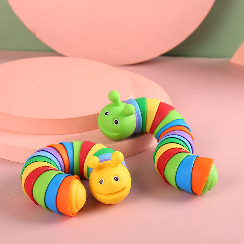 3D Rainbow Color Slug Fidget Toy – Sensory Stress Relief for Kids and Adults