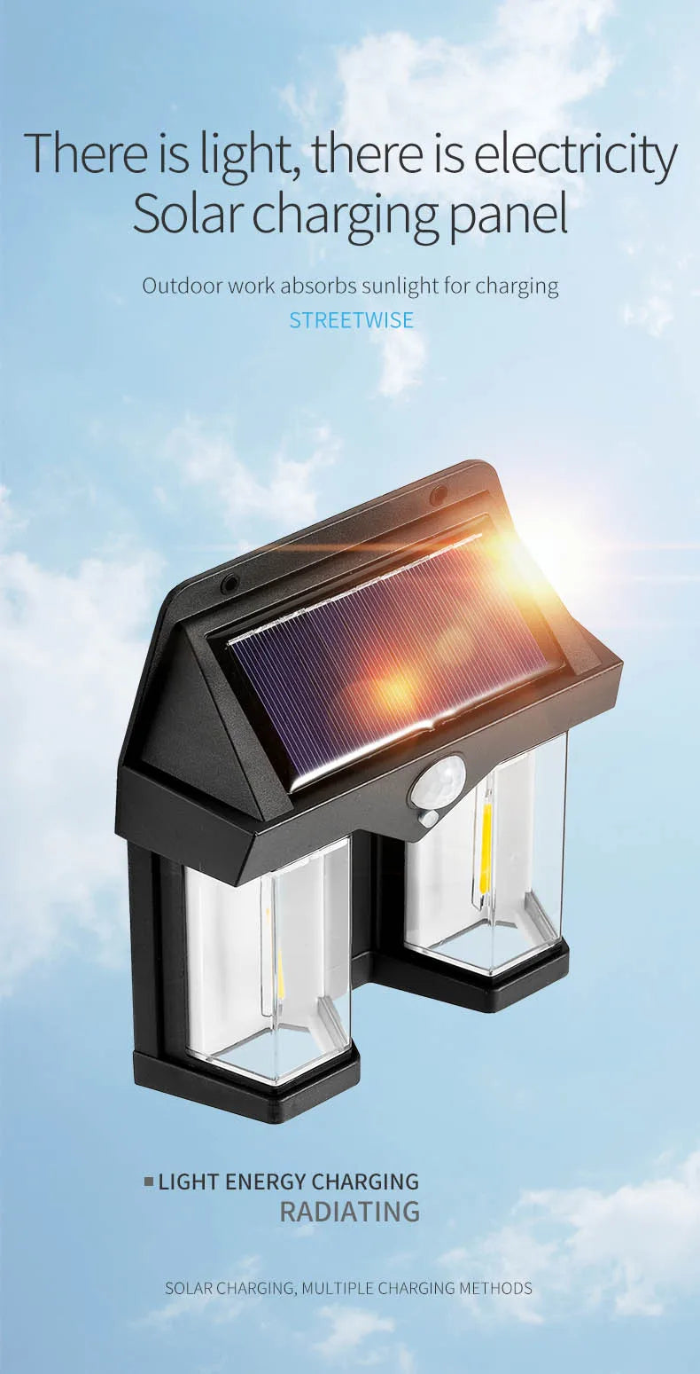 High-Efficiency Outdoor Solar Wall Lamp with Motion Detection