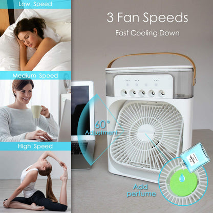 Portable Air Conditioner Fan with 7 Color-Changing LED Lights