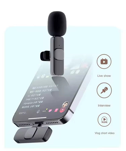 Wireless Clip-On Microphone with AI Noise Cancellation for iPhone & Android