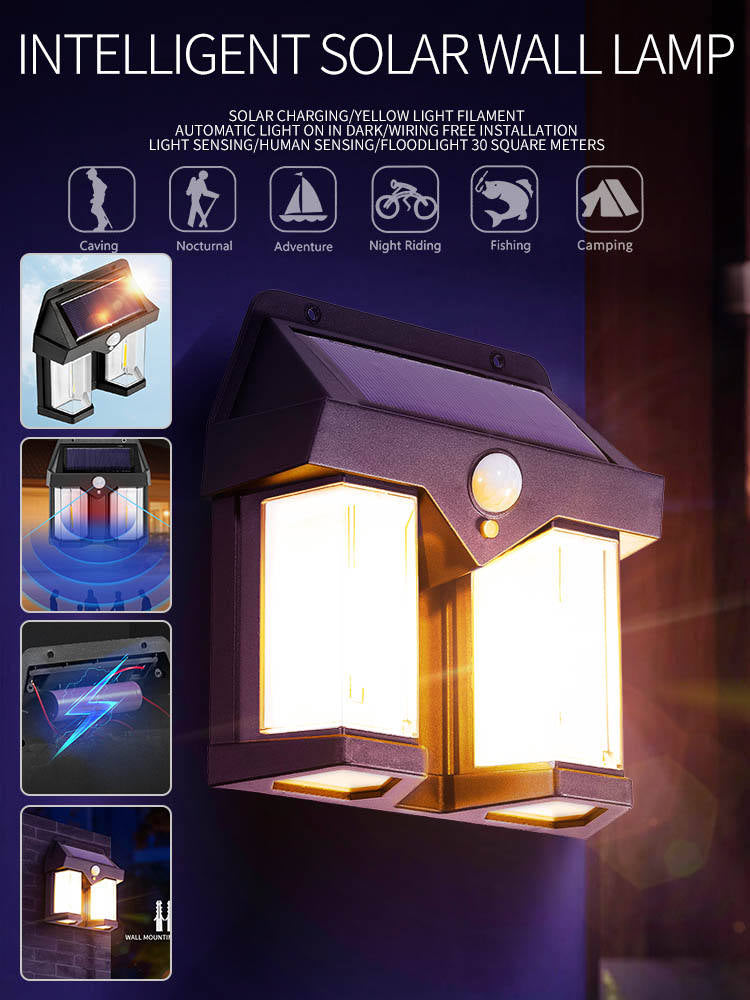 High-Efficiency Outdoor Solar Wall Lamp with Motion Detection