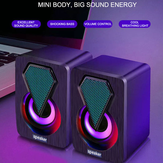 RGB USB-Powered Desktop Speakers with Colorful LED Lights (2-Piece Set)