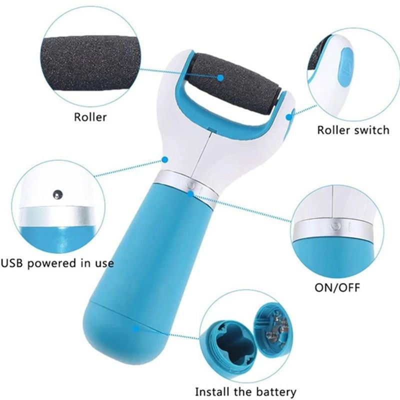 Electric Foot Callus Remover – Waterproof Electronic Dry Foot File with Regular Coarse Roller for Hard and Dead Skin